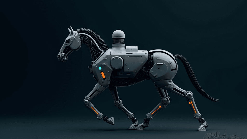 Hue dada ! La Chine dévoile le tout premier cheval robot