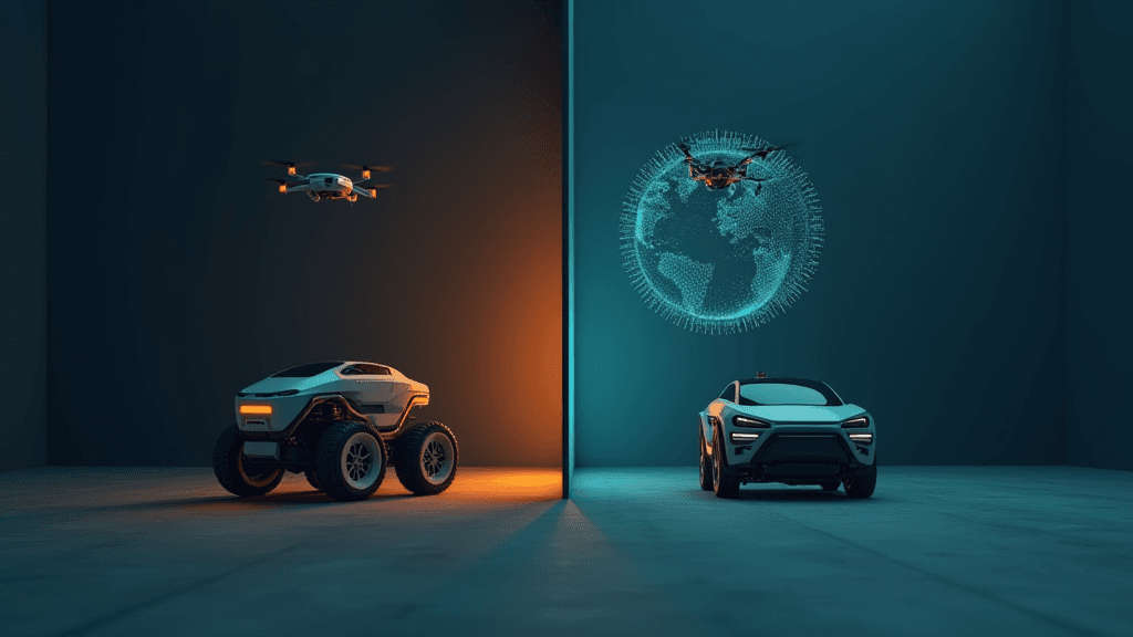 Exploration collaborative décentralisée par robots hétérogènes en environnements 3D intérieurs et extérieurs